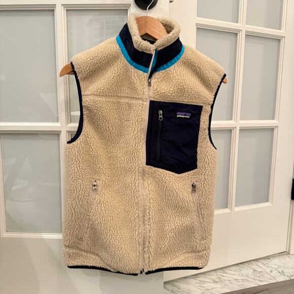 Patagonia Classic Retro-X Fleece Vest Natural Navy Blue Small - Picture 2 of 4